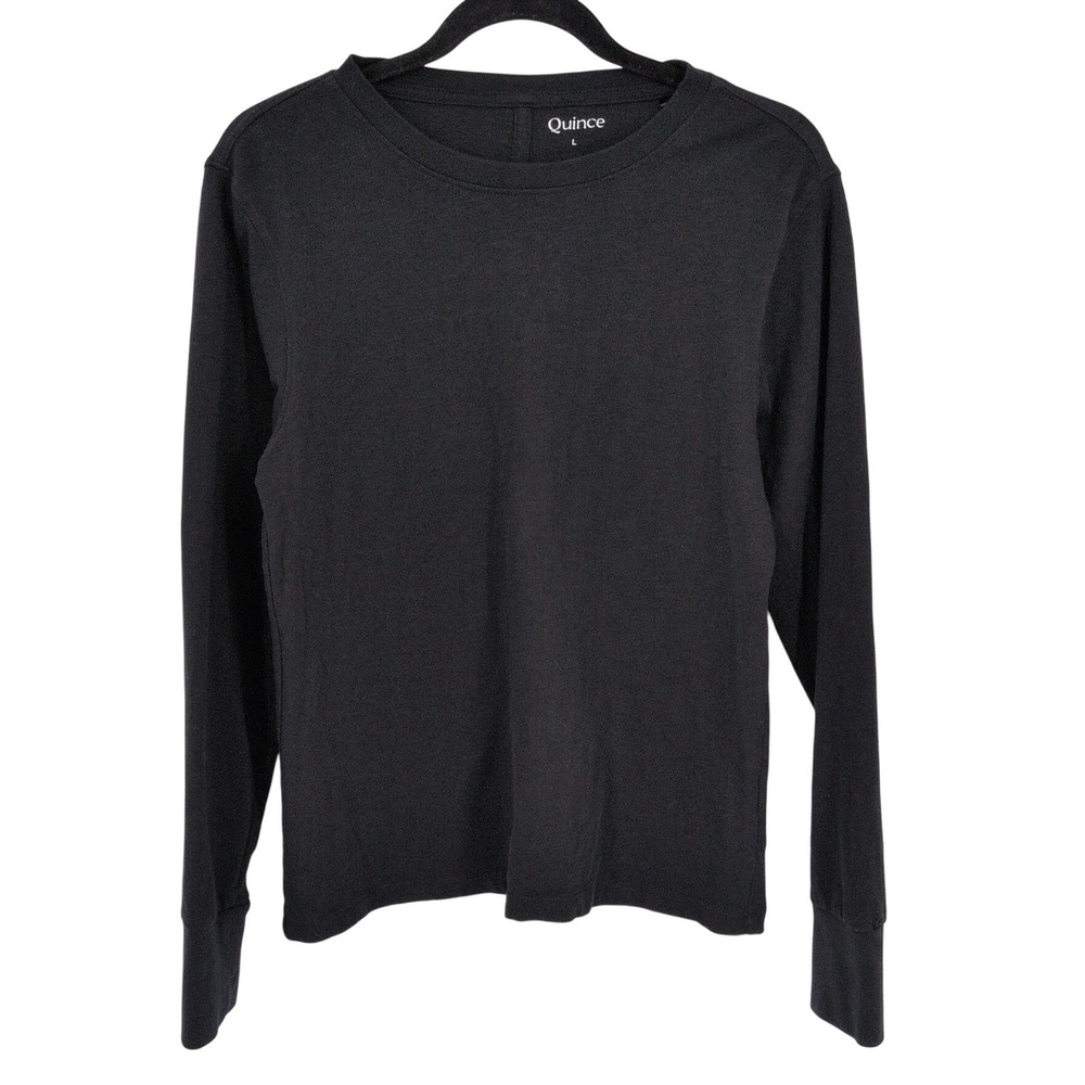 Quince T Shirt Long Sleeve Slub Organic Cotton Minimalist Athleisure Basic Large